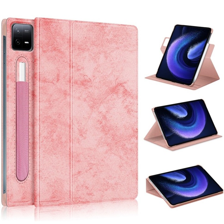 Husa protectie, XGSM, Compatibil Xiaomi Pad 6, Cu spatiu pentru stilou, Roz
