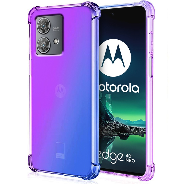Husa de protectie pentru Motorola Edge 40 Neo, XGSM, Poliuretan termoplastic, Violet/Albastru