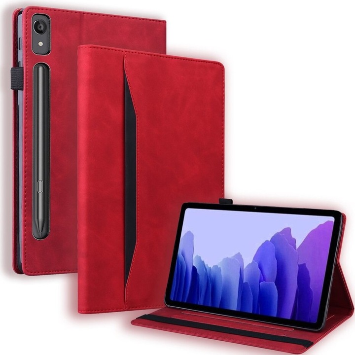 Защитен капак за таблет, XGSM, Съвместим с Lenovo Tab P12, Слот за писалка, Червен