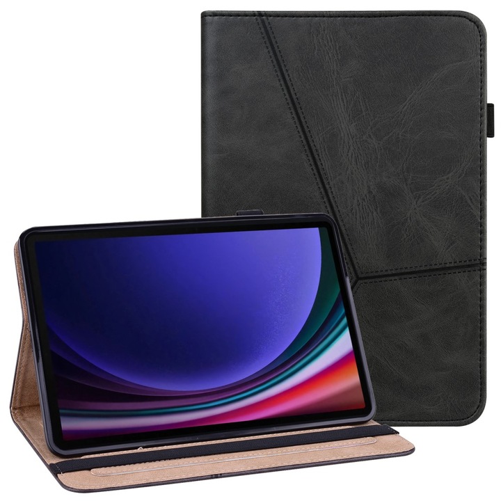 Husa tableta XGSM, etui cu clapeta, functie stand, neagra, pentru Samsung Galaxy Tab S9/S9 FE