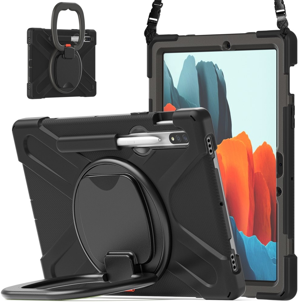 Husa pentru Samsung Galaxy Tab S9 FE / S9 / S8 / S7, armura rotativa 360, neagra