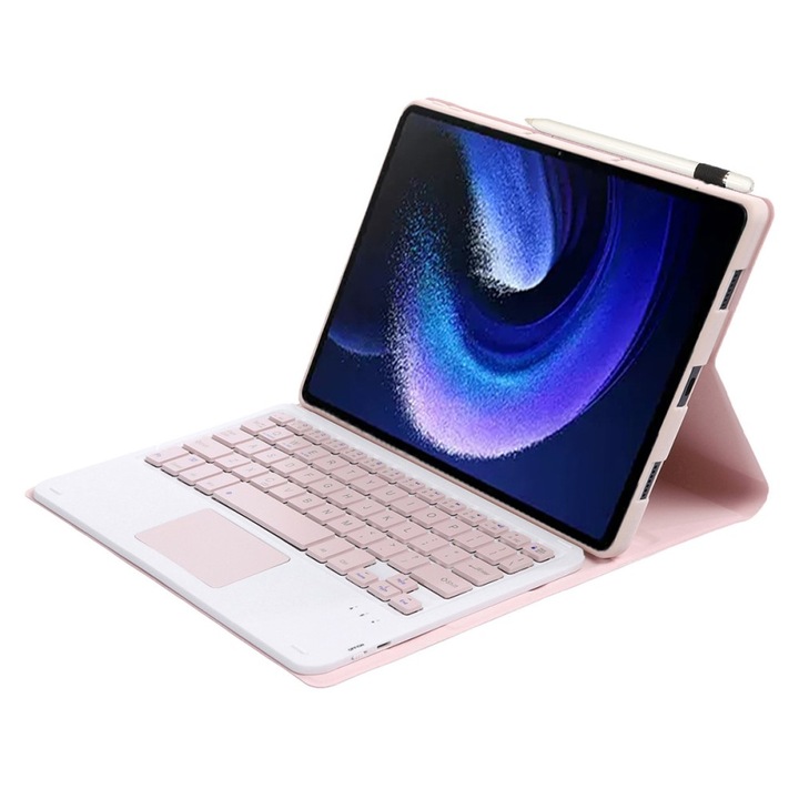 Husa cu tastatura pentru Xiaomi Pad 6 / 6 Pro, Touchpad, XGSM, Roz