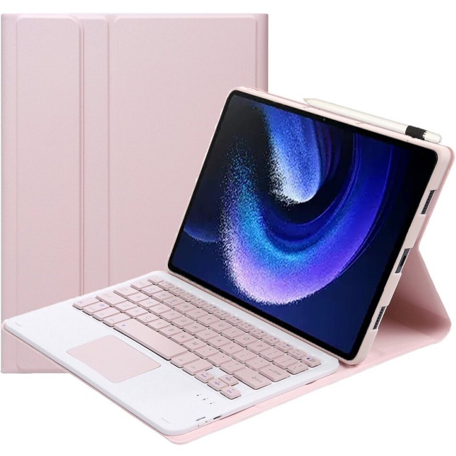 Husa cu tastatura pentru Xiaomi Pad 6 / 6 Pro, Touchpad, XGSM, Roz