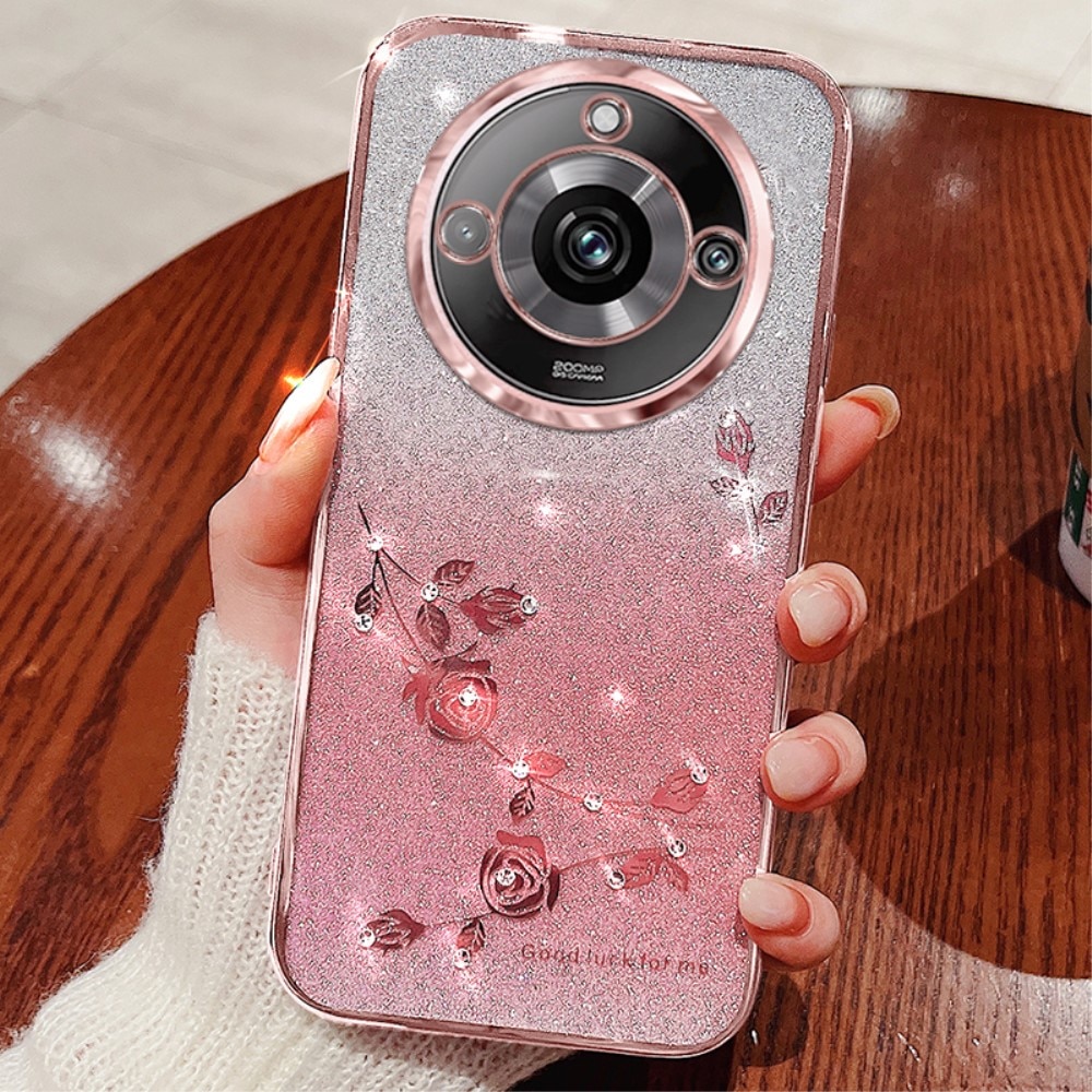 Husa pentru Realme 11 Pro 5G / Pro+ 5G, Glitter Flower, XGSM, Roz