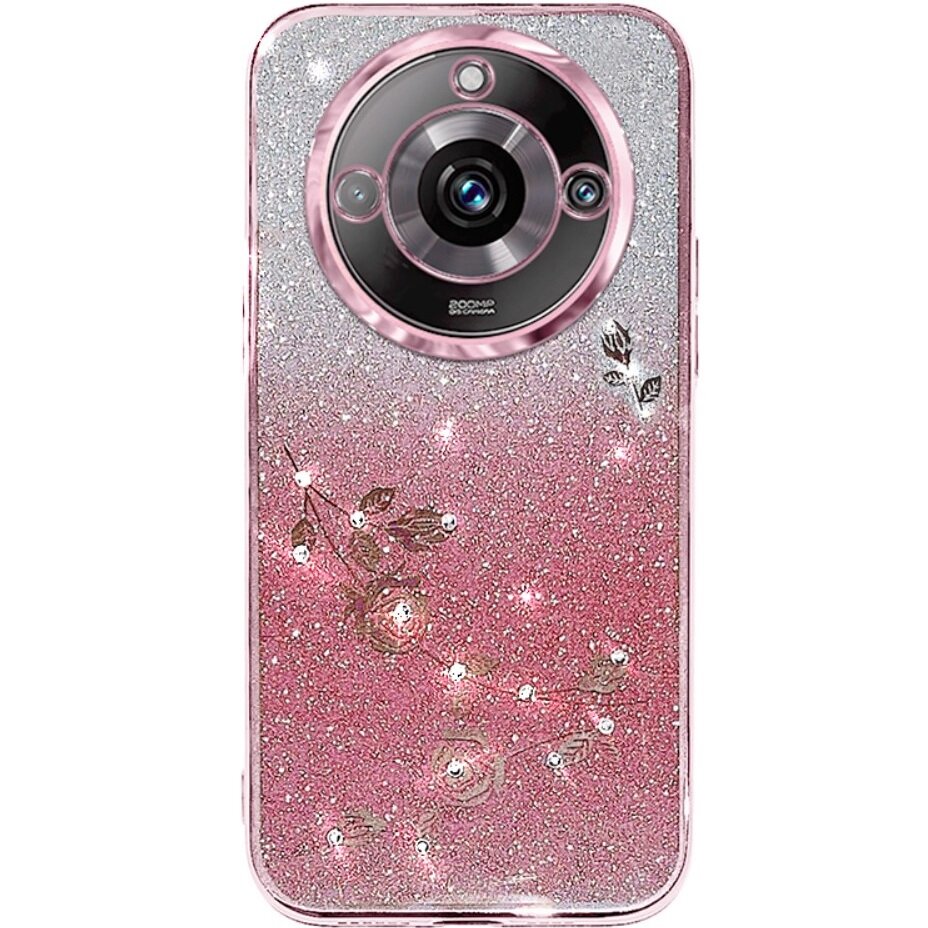 Husa pentru Realme 11 Pro 5G / Pro+ 5G, Glitter Flower, XGSM, Roz