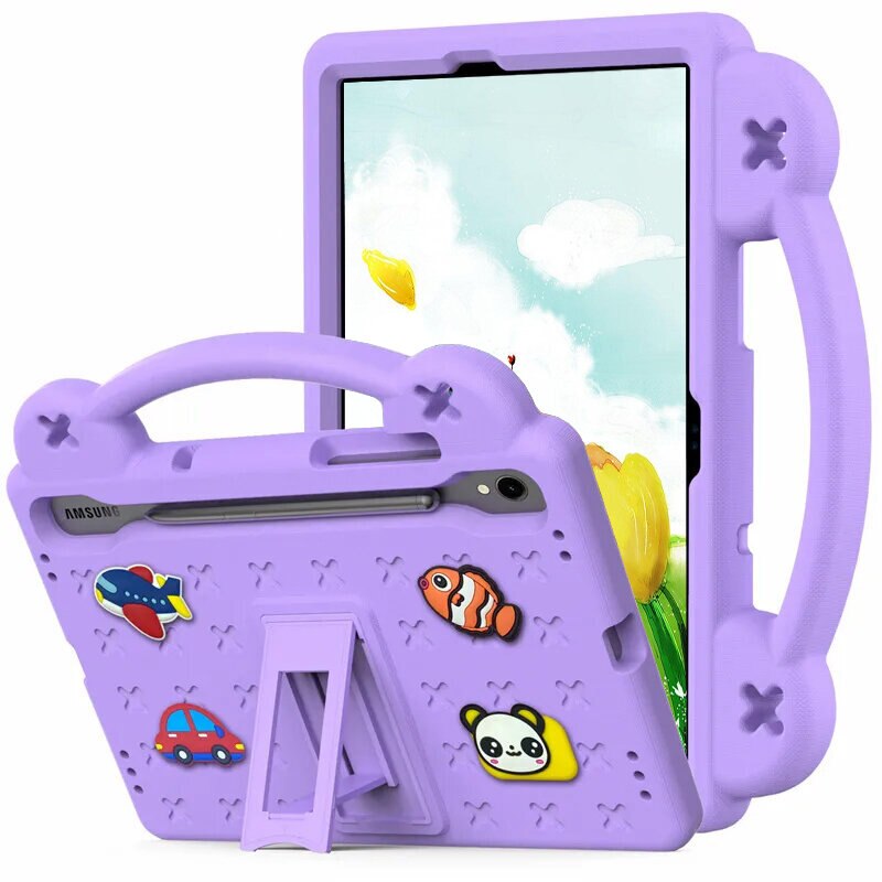 Husa pentru copii compatibila cu Samsung Galaxy Tab S9 FE, XGSM, Cu suport, Mov
