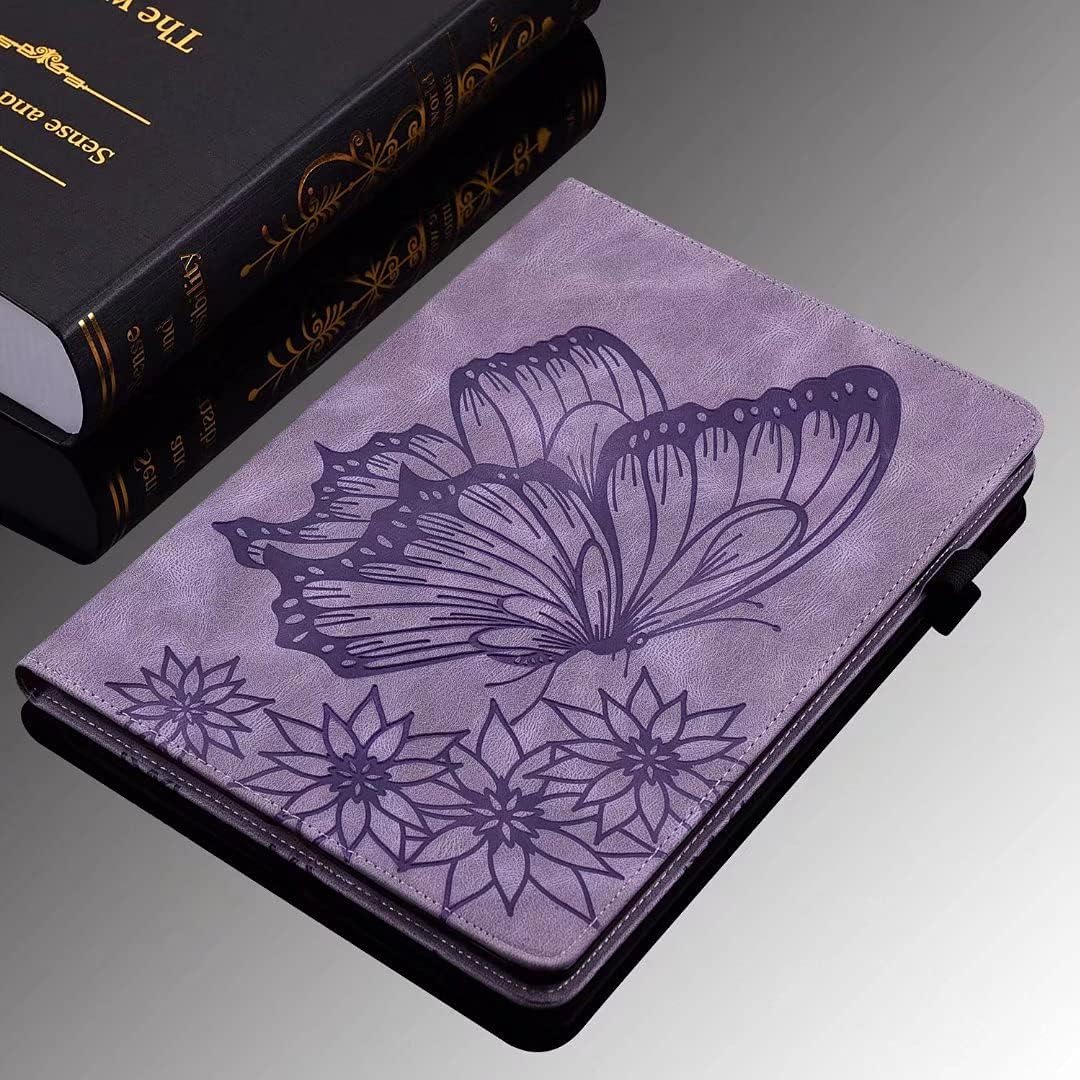 Husa tableta, XGSM, Compatibil cu Samsung Galaxy Tab S9 FE, Model fluturi, Slot pentru stilou portofel, Violet