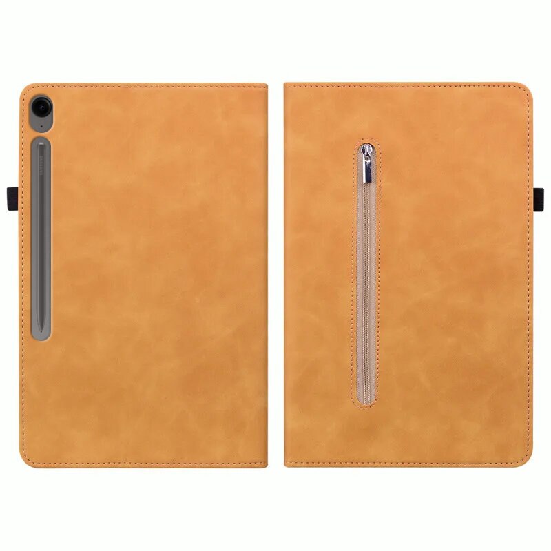 Husa compatibila cu Samsung Galaxy Tab S9 FE, XGSM, Cu suport de pix, Galben