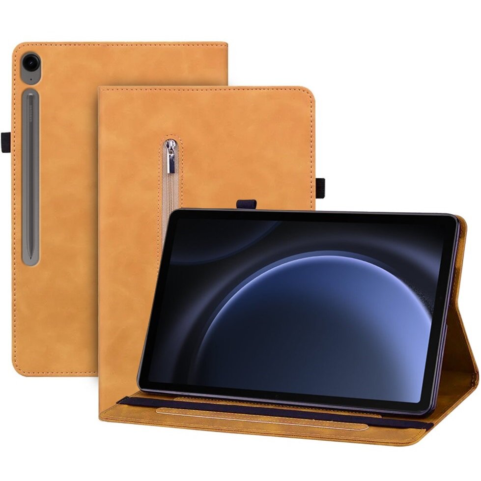 Husa compatibila cu Samsung Galaxy Tab S9 FE, XGSM, Cu suport de pix, Galben