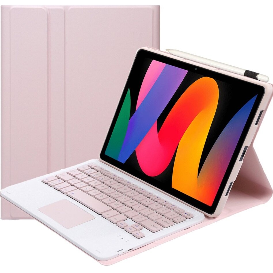Husa cu tastatura pentru Xiaomi Redmi Pad SE, XGSM, TouchPad, Roz