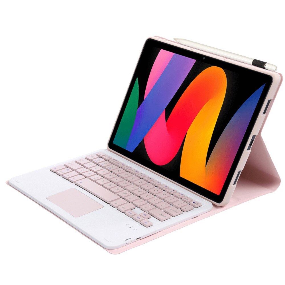 Husa cu tastatura pentru Xiaomi Redmi Pad SE, XGSM, TouchPad, Roz