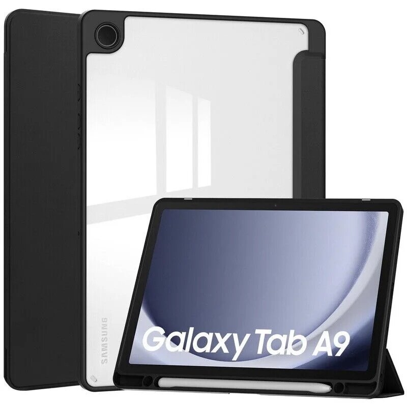 Husa compatibila cu Samsung Galaxy Tab A9, XGSM, Smartcase, Cu suport de pix, Negru