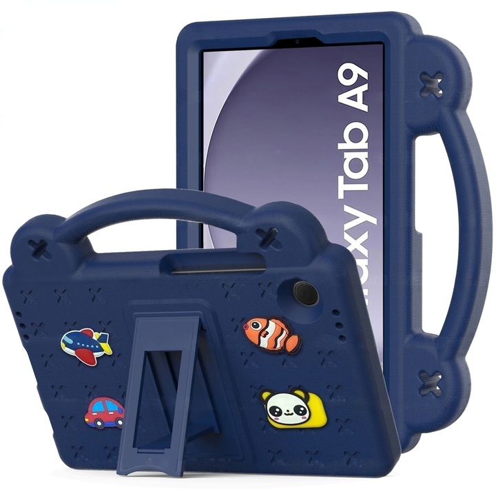Husa copii compatibila cu Samsung Galaxy Tab A9, XGSM, Cu suport, Albastru