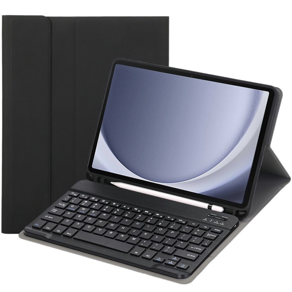 Husa cu tastatura pentru Samsung Galaxy Tab A9, XGSM, Piele, Cu suport de pix, Negru