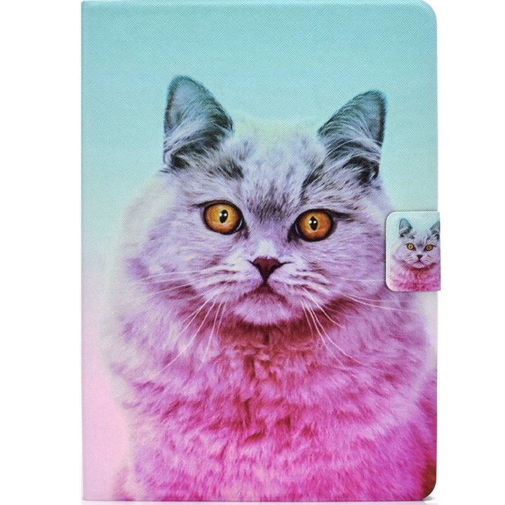 Husa pentru Samsung Galaxy Tab A9 X110/X115, XGSM, Model cu pisica, Roz