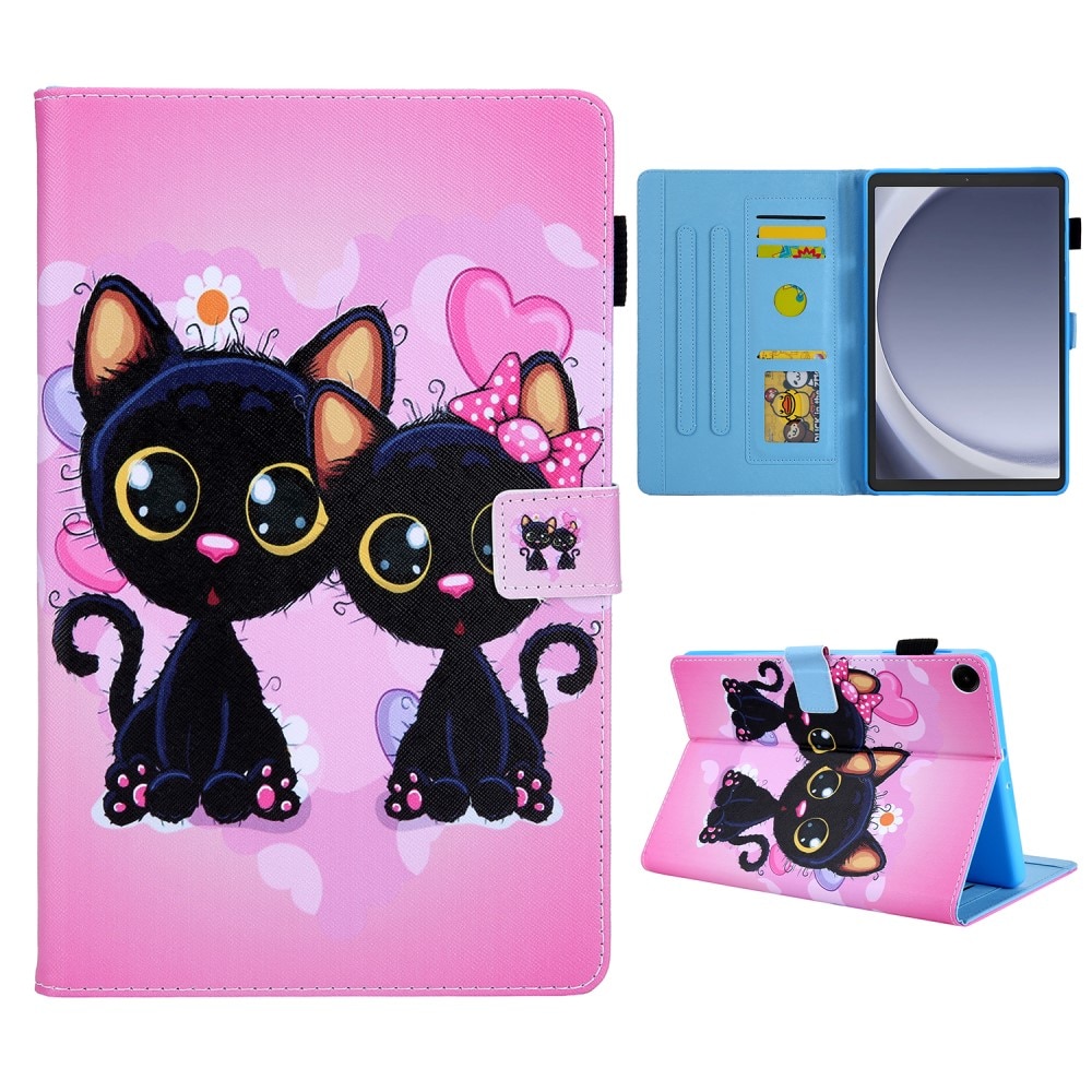 Husa pentru Samsung Galaxy Tab A9 X110/X115, XGSM, Model cu pisica, Roz