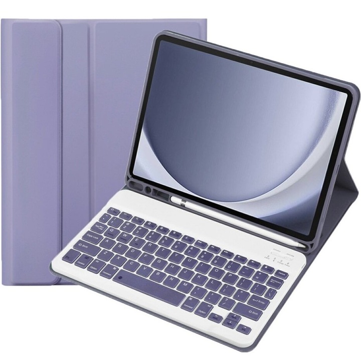 Etui cu tastatura pentru tableta XGSM, 2 in 1, violet, pentru Samsung Galaxy Tab A9+