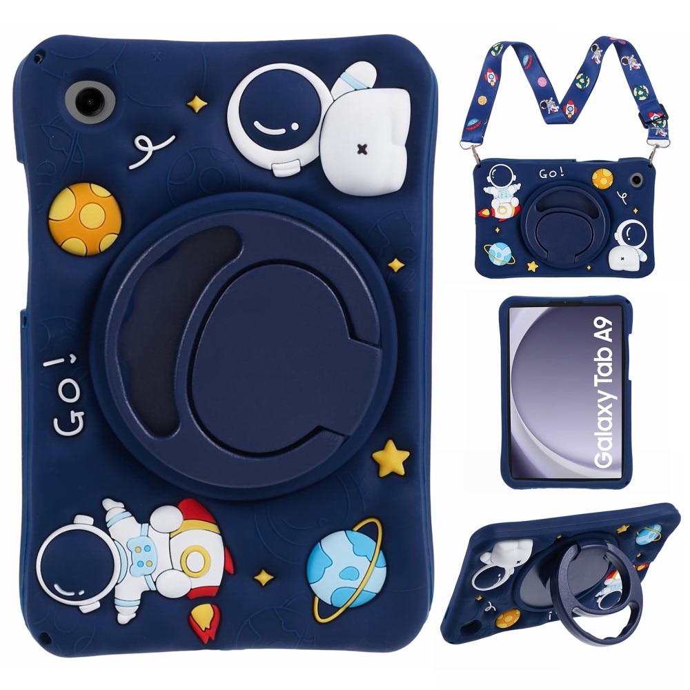 Husa compatibila cu Samsung Galaxy Tab A9 T220 X110/X117 pentru copii, XGSM, Blindata, Model Astronaut, Albastru