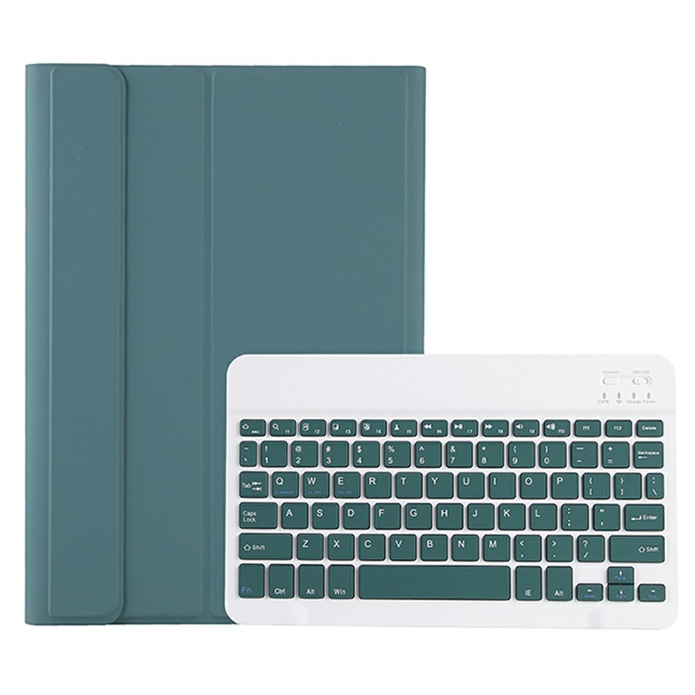 Husa cu tastatura pentru Samsung Galaxy Tab A9+, XGSM, Piele, Cu suport de pix, Verde inchis