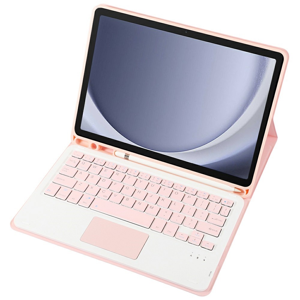 Husa cu tastatura pentru Samsung Galaxy Tab A9+, XGSM, Piele, TouchPad, Cu suport de pix, Roz