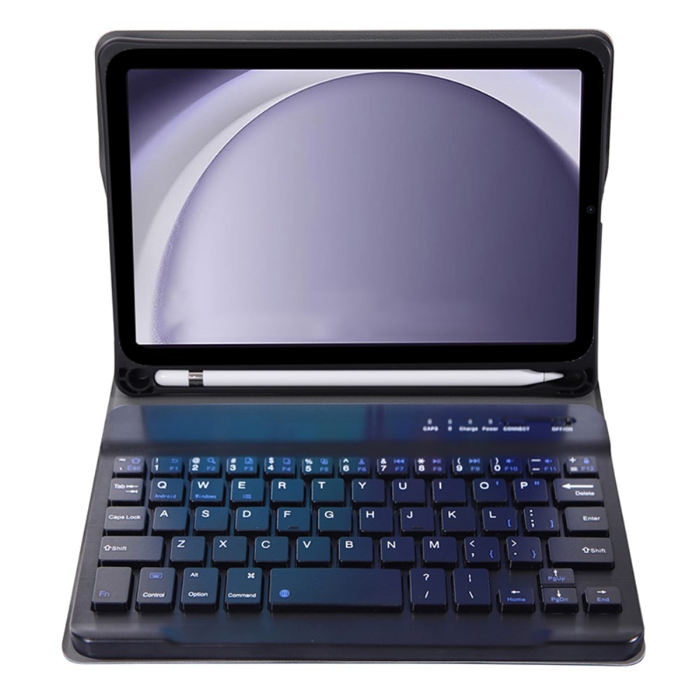 Husa cu tastatura pentru Samsung Galaxy Tab A9, XGSM, Piele, Cu suport de pix, Negru