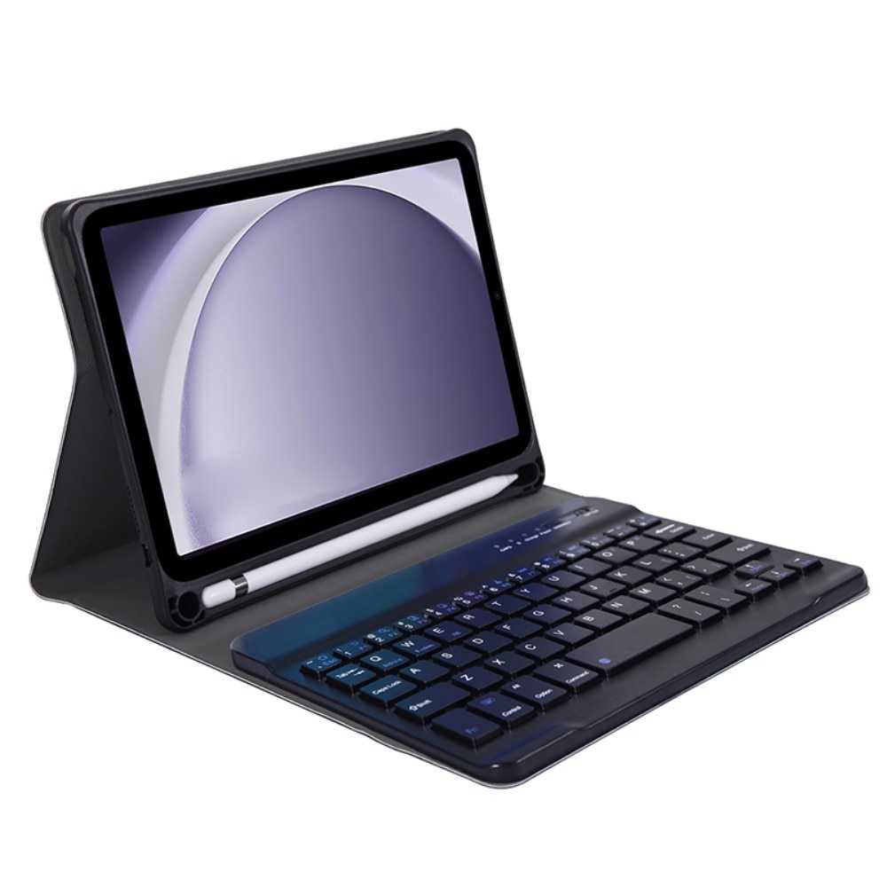 Husa cu tastatura pentru Samsung Galaxy Tab A9, XGSM, Piele, Cu suport de pix, Negru