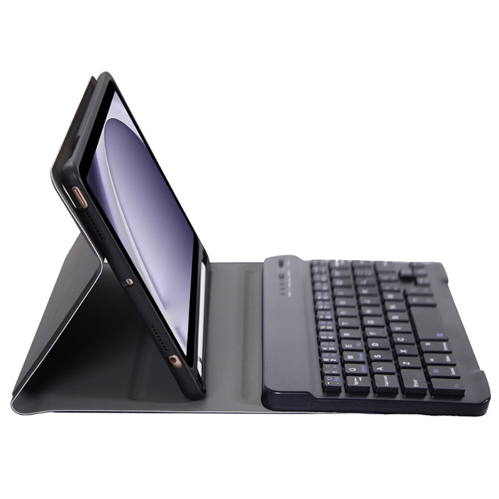 Husa cu tastatura pentru Samsung Galaxy Tab A9, XGSM, Piele, Cu suport de pix, Negru
