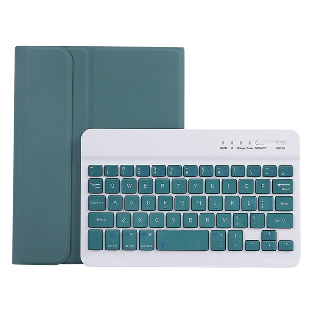Husa cu tastatura pentru Samsung Galaxy Tab A9, XGSM, Piele, Cu suport de pix, Verde inchis