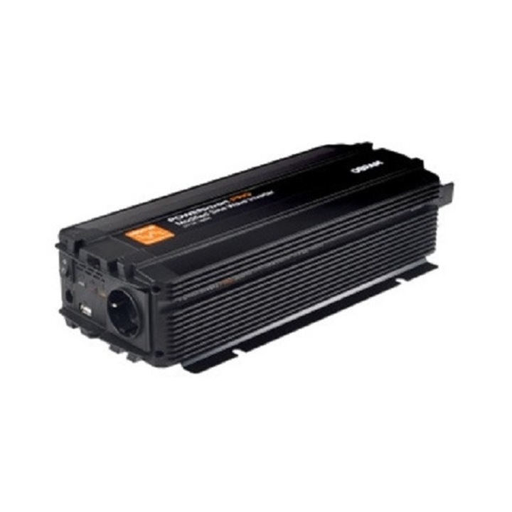 Invertor auto Osram, 12V DC, 1000W, 1 x priza 230V + 1 x USB 2.1A