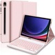 Husa cu tastatura, XGSM, Compatibil Samsung Galaxy Tab S9 FE, Slot pentru stilou din piele, Auriu rose