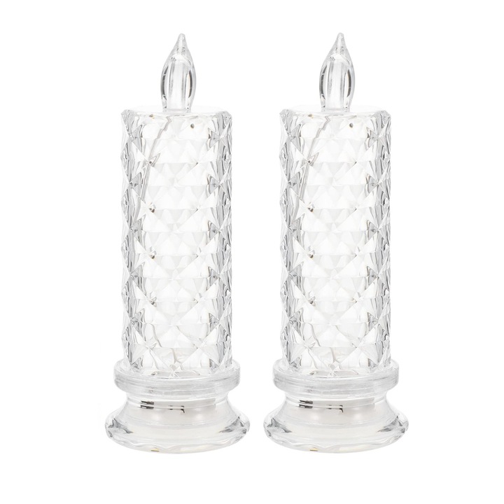 2 db LED viaszgyertya készlet, Koungiam, 18x7cm, átlátszó, elemekkel