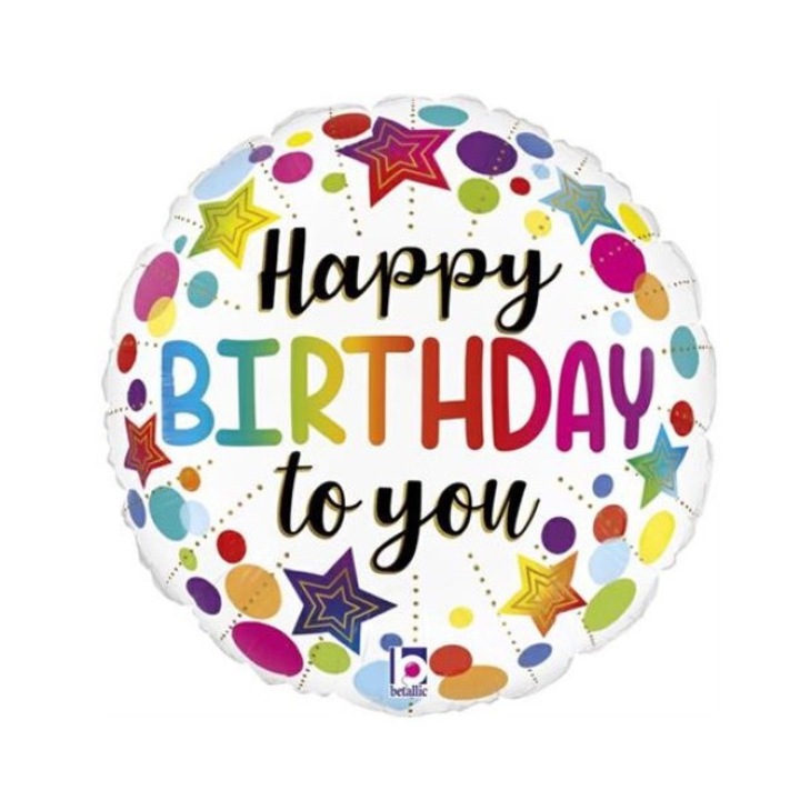 Balon folie rotund mini figurina Happy Birthday to you 23 cm