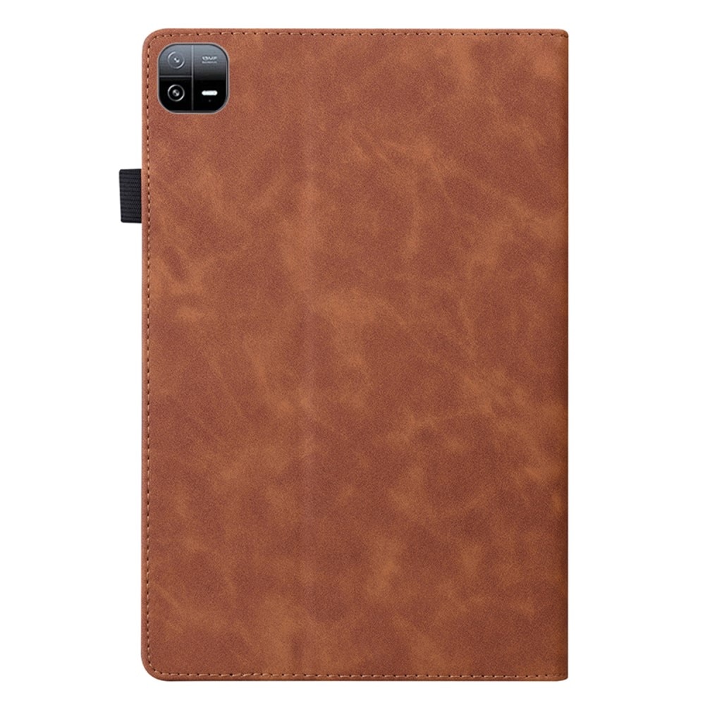 Husa tableta, XGSM, Compatibil cu Xiaomi Pad 6, Piele naturala, Slot pentru stilou portofel, Maro
