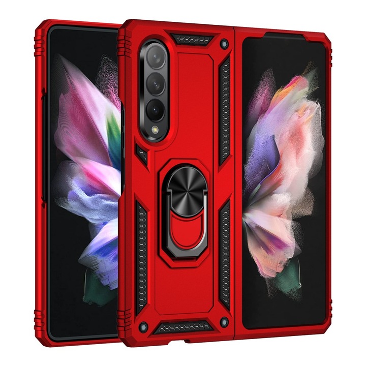 Husa pentru Samsung Galaxy Z Fold3 5G, Erbord, Plastic/TPU, Rosu