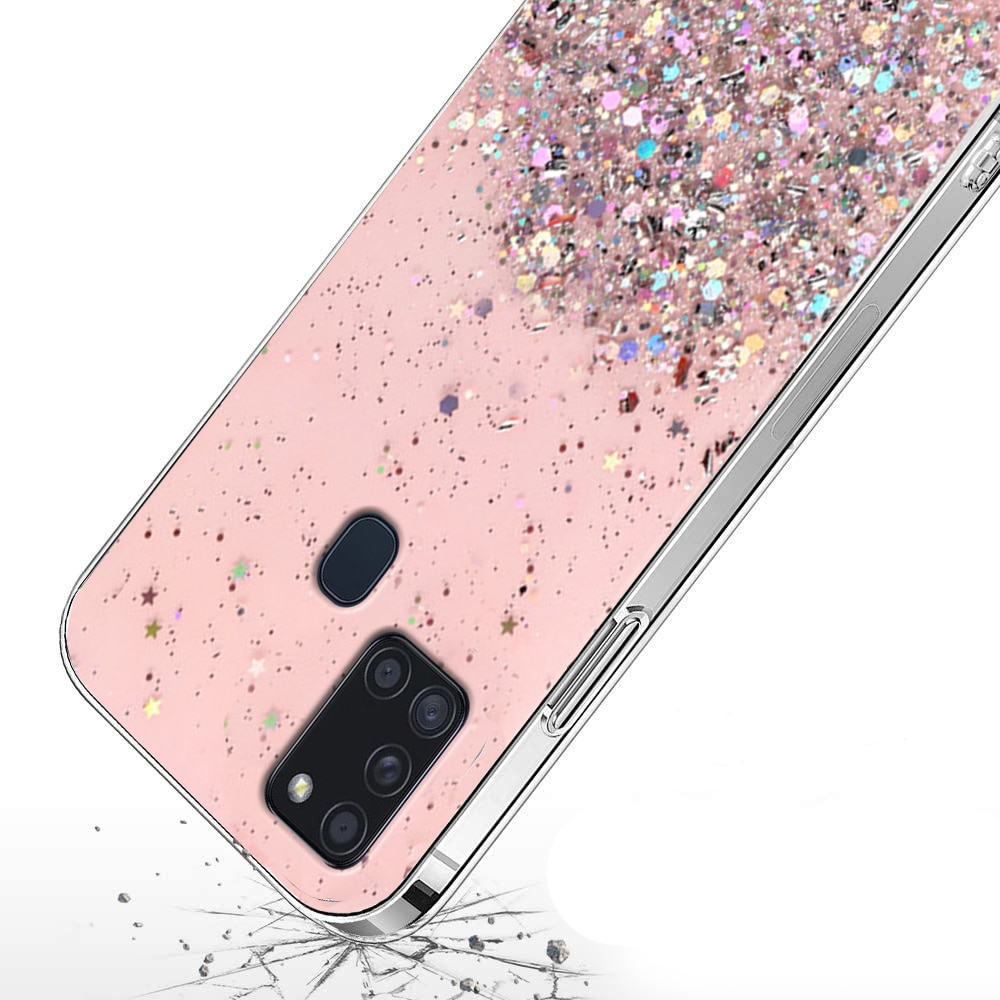 Husa telefon, ERBORD, pentru Samsung Galaxy A21S, glitter, TPU, protectie impotriva zgarieturilor, Roz