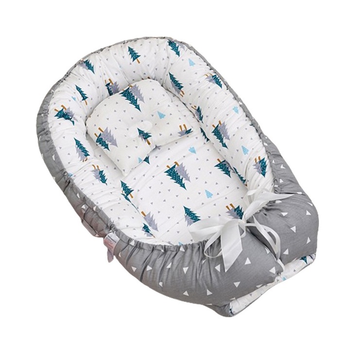 Patut bebe, Senmase, Bumbac, Lavabil, 53 x 88 cm, Gri