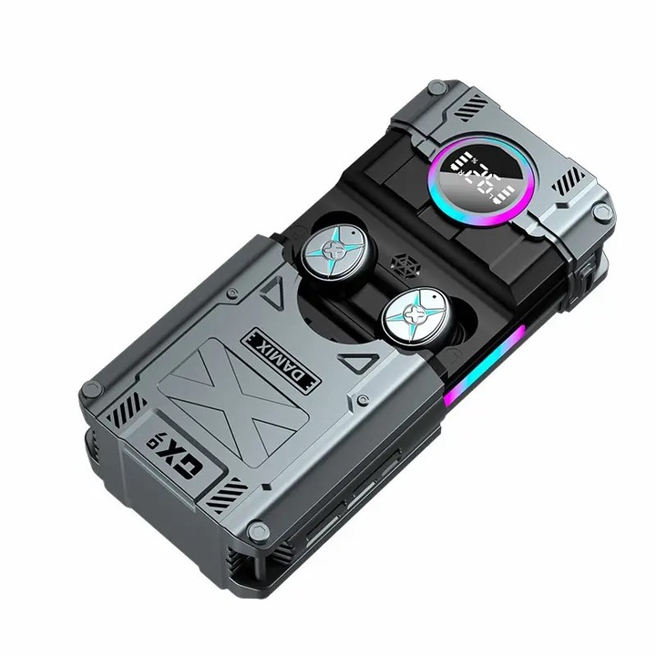 Vala DX-07 TWS Безжични слушалки за поставяне в ушите, Гейминг Спорт, LED дисплей, Bluetooth 5.3, Сензорно управление, Микрофон, Отмяна на фоновия шум, Ниска латентност, Двоен режим на музика за игри, Калъф за зареждане, Водоустойчив IPX-5