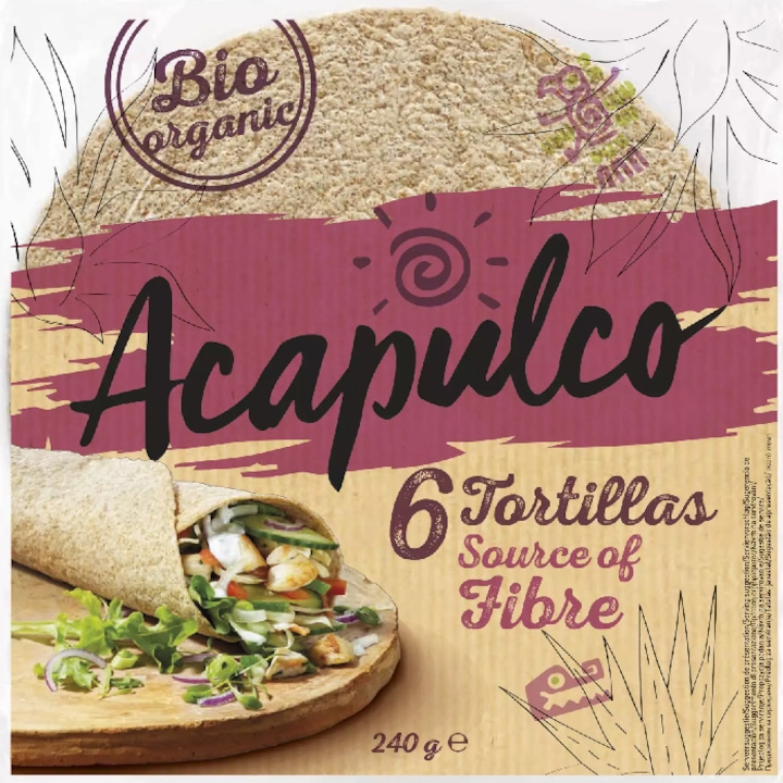 Lipie Bio cu Tarate de Grau Tortilla Wraps 6 buc Acapulco 240g