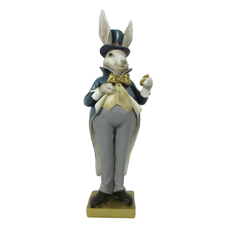 Tarka polirezin húsvéti nyuszi figura 10x8x30 cm