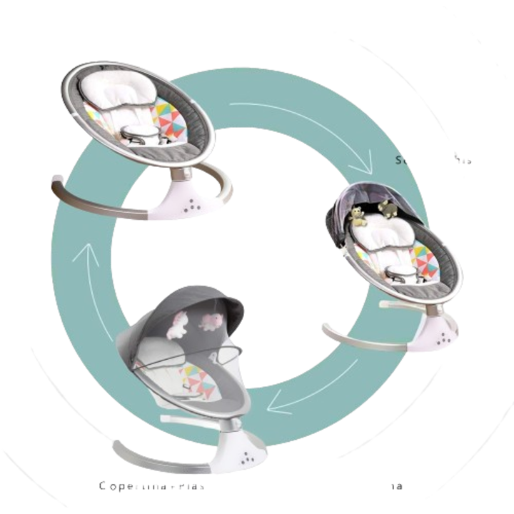 Leagan Electric Bebelusi, Mateytoys, Balansoar pentru bebe cu trepte de leganare, plasa protectie, conexiune Bluetooth, telecomanda, USB, Jucarii si Melodii, gri