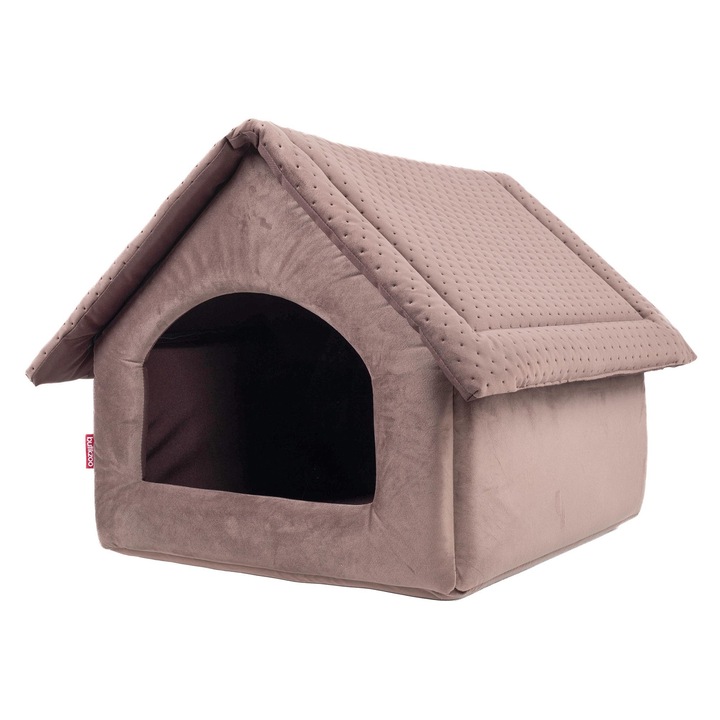 BoutiqueZOO, Pat pentru caini si pisici, L 44 x 34 x 38 cm, maro, imitatie de piele de caprioara