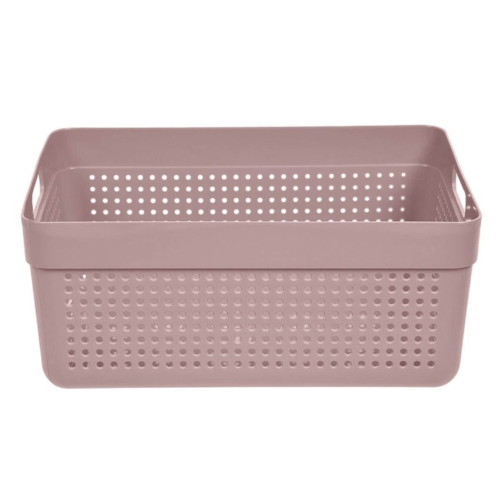 Shopiens розова кошница за съхранение, с перфорирана шарка и дръжки, 23x15x10 cm/3,5L