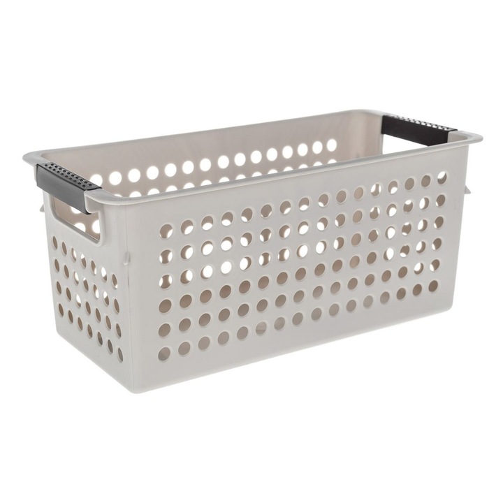 Tall Shopiens таупе кошница за съхранение с перфорирана шарка и дръжки, 29x13,5x12,7 cm/4L