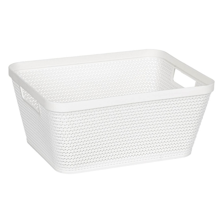 Cos de depozitare Shopiens® ecru pearl din plastic cu model perforat, 29.5x23.4x13 cm/5.4L