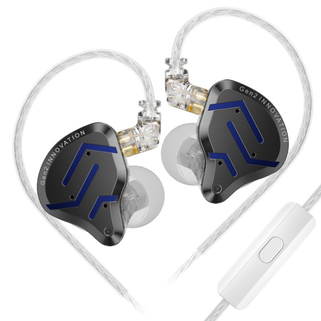 Casti KZ ZSN Pro 2 Generation, Hybrid 1BA+1DD 10mm, metal, bas HIFI, Sport, Anularea zgomotului, Microfon, Negru