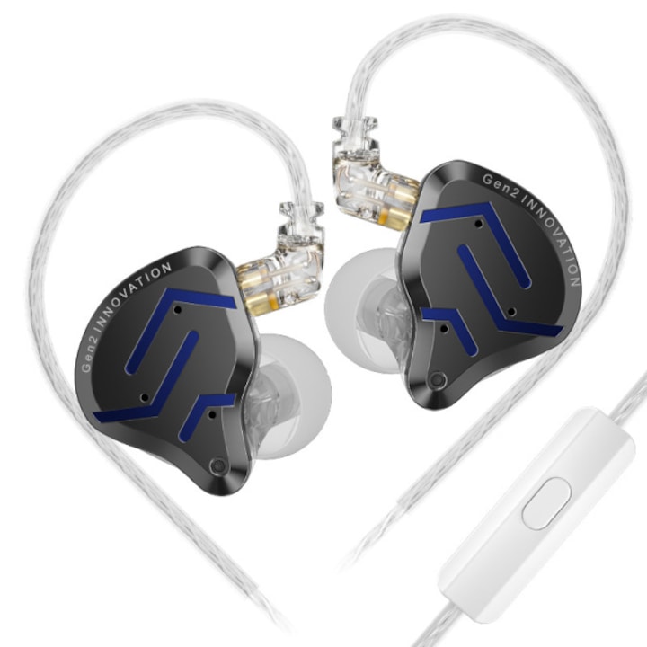 KZ ZSN Pro 2 generációs fejhallgató, hibrid 1BA+1DD 10mm, fém, basszus HIFI, sport, zajszűrő, mikrofon, fekete