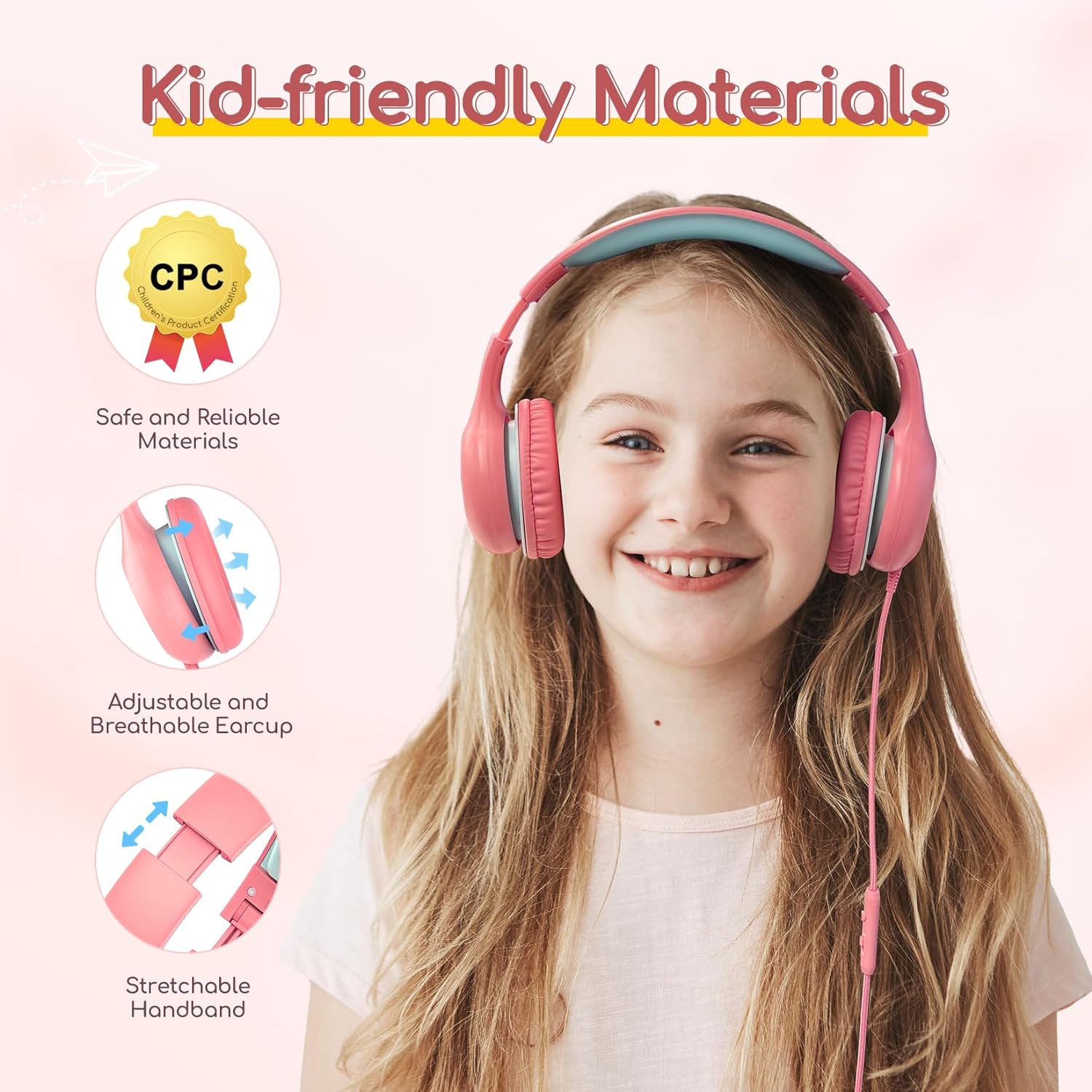 Casti intraauriculare EarFun Kids K1 (violet-roz)