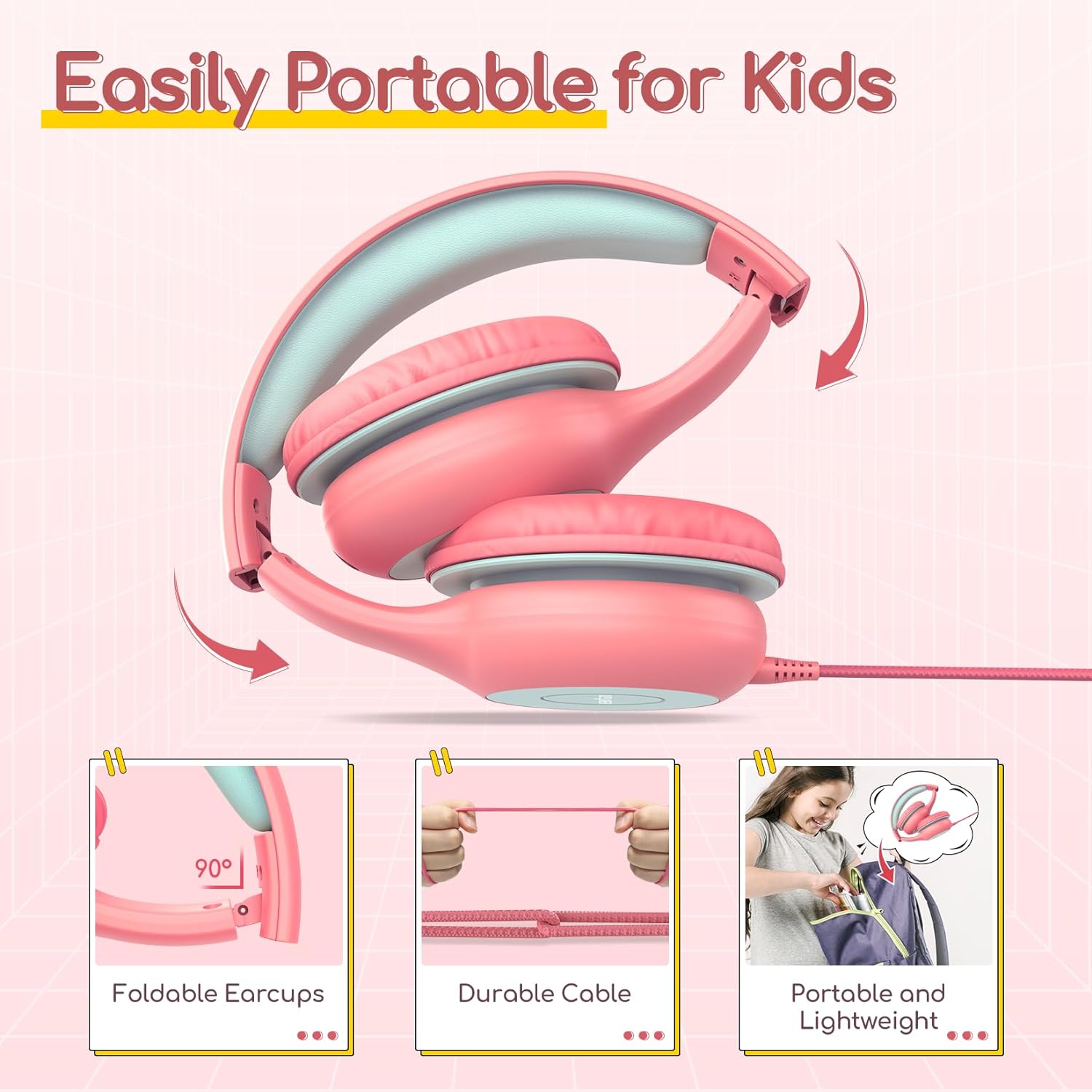 Casti intraauriculare EarFun Kids K1 (violet-roz)