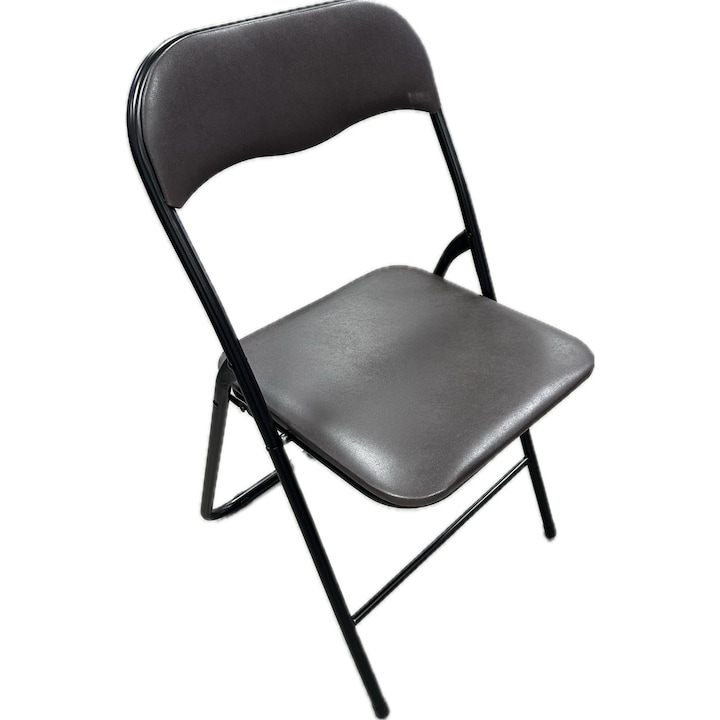 Összecsukható szék fekete fémvázzal, barna műbőrrel kárpitozva, Méretek 43,5x45x77,5 cm, Grunberg, Z28/6BROWN