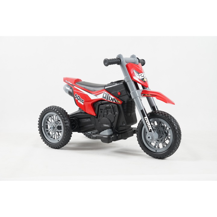 Motocicleta electrica cu 3 roti, pentru copii Kinderauto Enduro 2x 30W 12V, culoare rosu